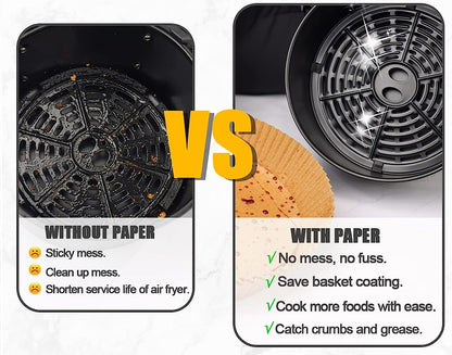 AJ Air Fryer Disposable Paper Liner Round, Non-stick Baking Papers for Air Fryer 16cm Round, Set of 50pcs