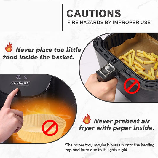 AJ Air Fryer Disposable Paper Liner Round, Non-stick Baking Papers for Air Fryer 20cm Round, Set of 50pcs