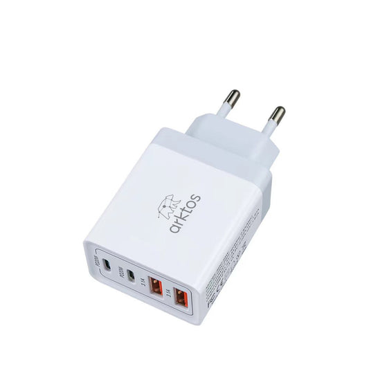 Arktos HyperCharge Quattro 55W, 4-Port 55W Wall Charger with Power Delivery / QC3.0 & PPS, WhiteArktos HyperCharge Quattro 55W, 4-Port Wall Charger 55W with Power Delivery / QC3.0 & PPS, White