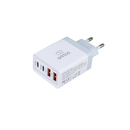 Arktos HyperCharge Quattro 55W, 4-Port 55W Wall Charger with Power Delivery / QC3.0 & PPS, WhiteArktos HyperCharge Quattro 55W, 4-Port Wall Charger 55W with Power Delivery / QC3.0 & PPS, White