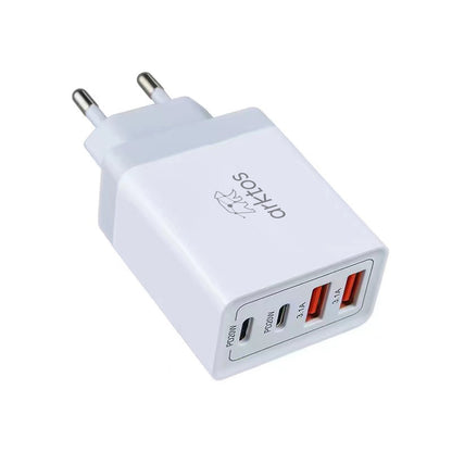 Arktos HyperCharge Quattro 55W, 4-Port 55W Wall Charger with Power Delivery / QC3.0 & PPS, WhiteArktos HyperCharge Quattro 55W, 4-Port Wall Charger 55W with Power Delivery / QC3.0 & PPS, White