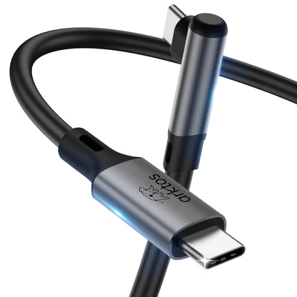 Arktos Hyperconnect 5μ. Elbow Καλώδιο Γωνιακό 90° USB-C σε USB-C 3.0, 5Gbps / 100W, Νάυλον Ύφανση για Oculus / iPad / Samsung