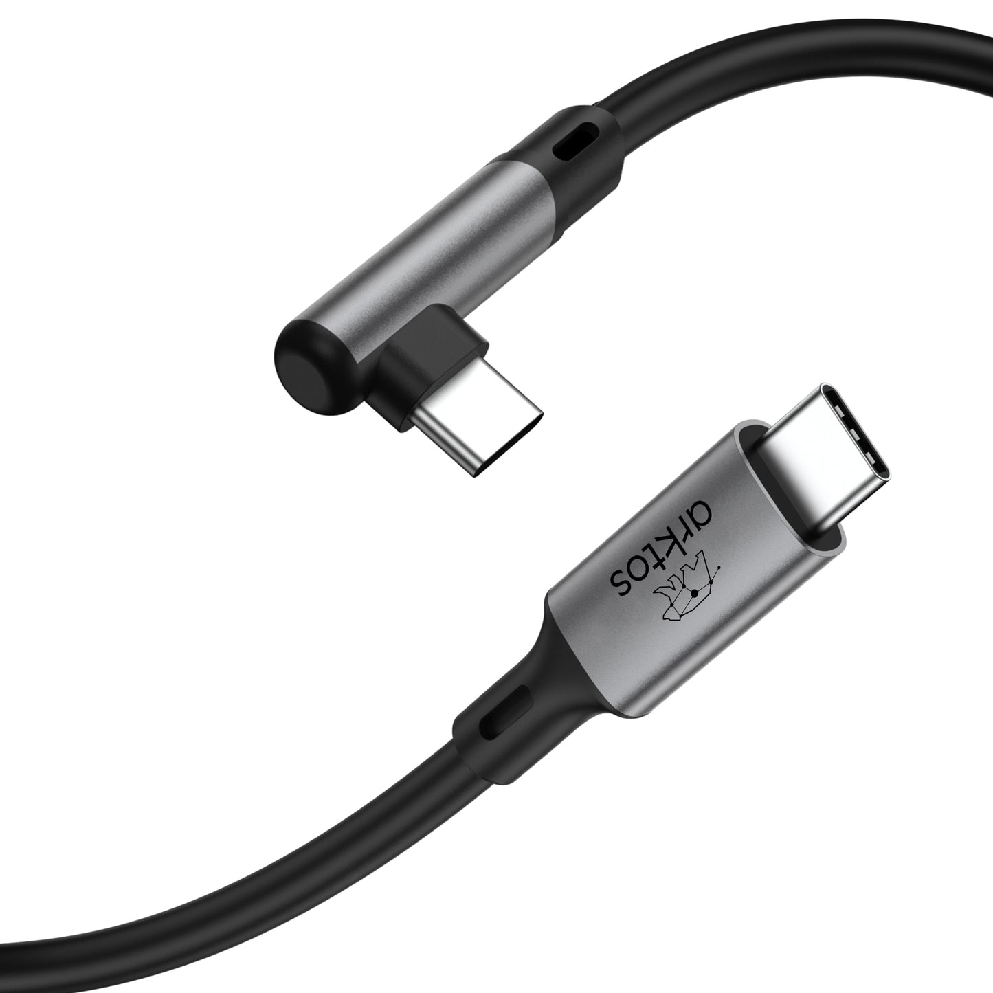 Arktos Hyperconnect 5μ. Elbow Καλώδιο Γωνιακό 90° USB-C σε USB-C 3.0, 5Gbps / 100W, Νάυλον Ύφανση για Oculus / iPad / Samsung