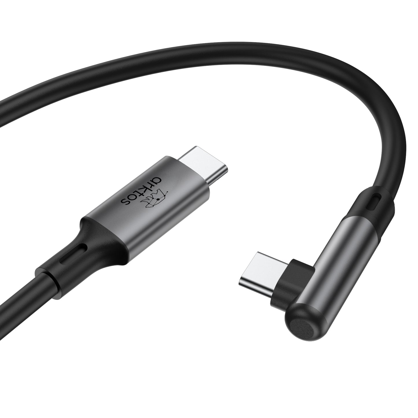 Arktos Hyperconnect 5μ. Elbow Καλώδιο Γωνιακό 90° USB-C σε USB-C 3.0, 5Gbps / 100W, Νάυλον Ύφανση για Oculus / iPad / Samsung