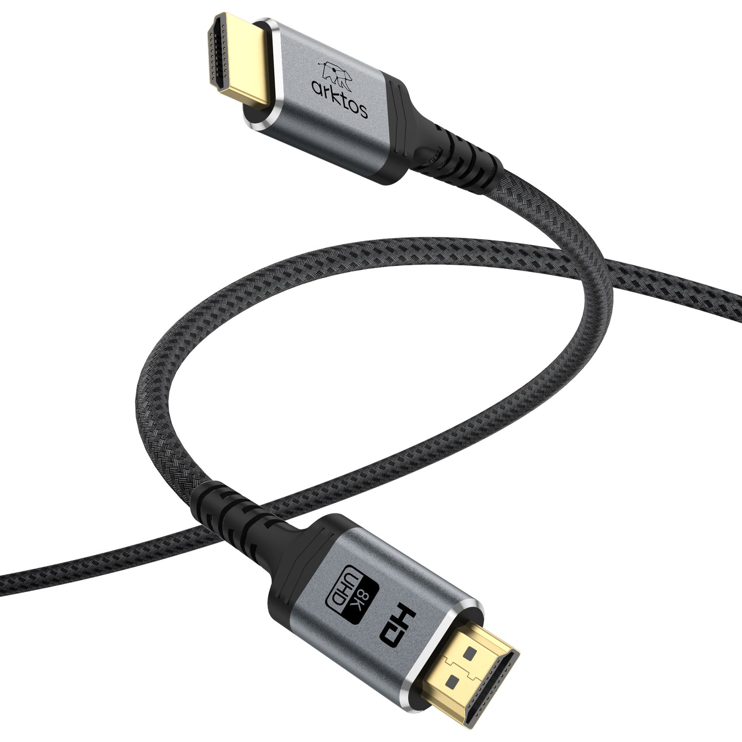 Arktos HyperConnect HDMI v2.1 8K@60Hz / 4K@120Hz, eARC, 48Gbps, HDR, 3m. Cable with Nylon Braid & Golden Connectors, Black