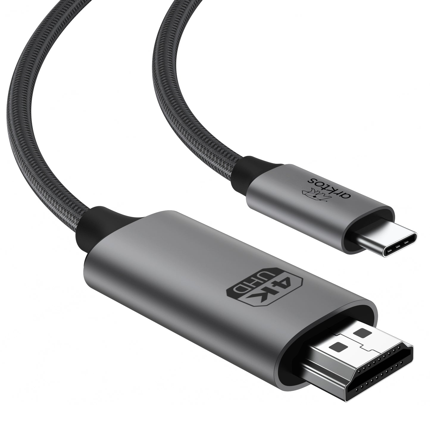 Arktos HyperConnect USB-C to HDMI 4K@60Hz Adapter 2m. Nylon Braiding Cable (Thunderbolt / HDMI 2.0), Black