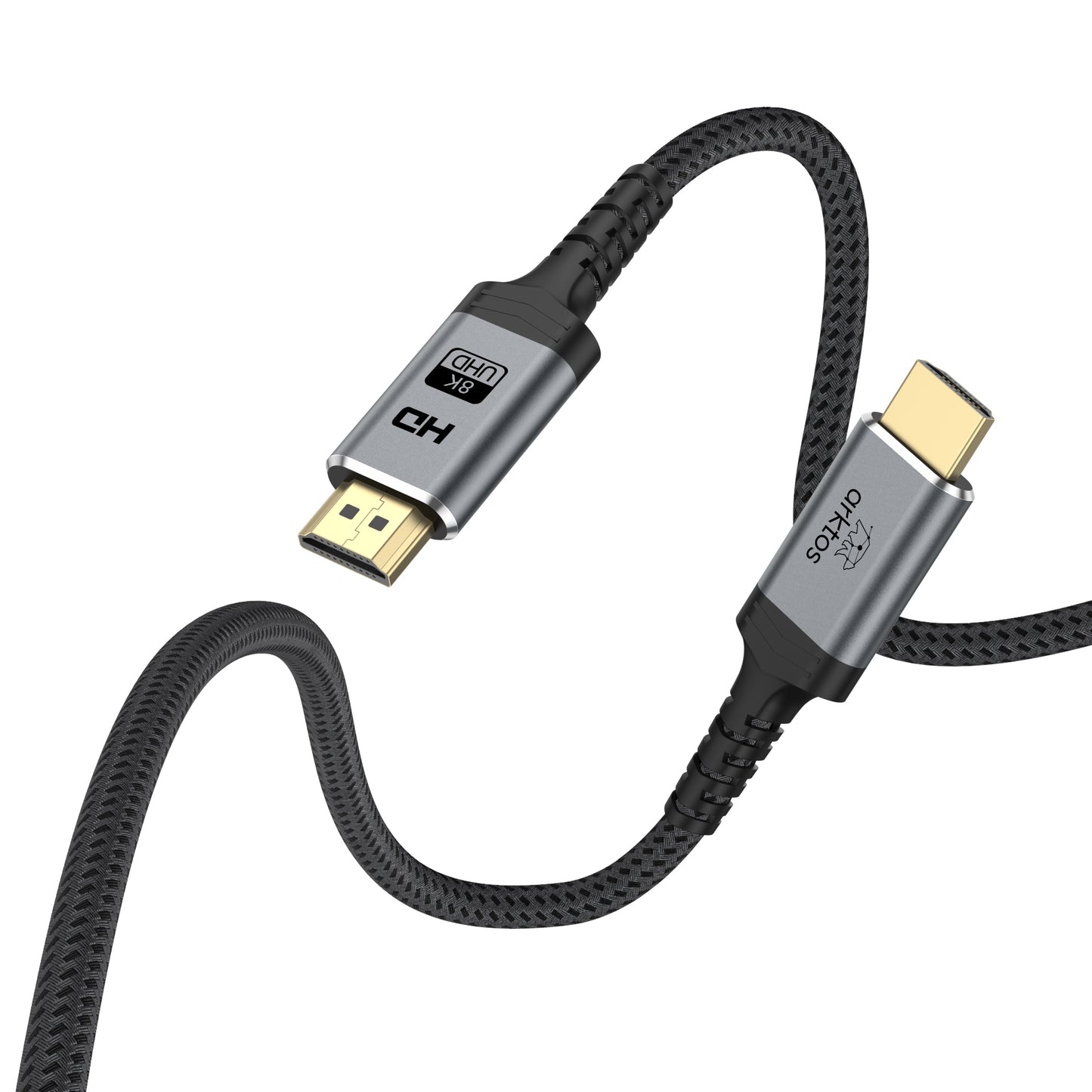Arktos HyperConnect HDMI v2.1 8K@60Hz / 4K@120Hz, eARC, 48Gbps, HDR, 3m. Cable with Nylon Braid & Golden Connectors, Black