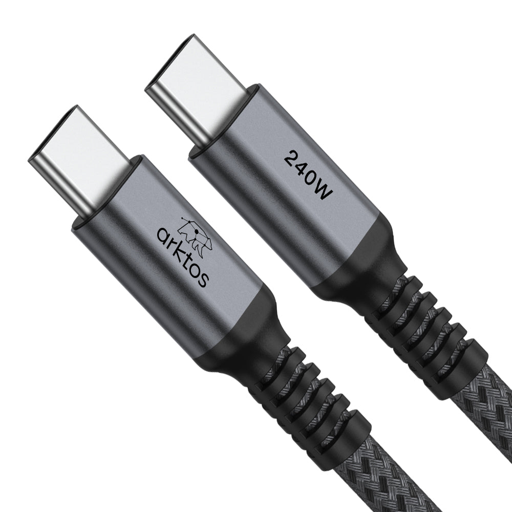 Arktos Hyperconnect 4.5m. Cable USB-C to USB-C 240W, Nylon Braided, Silver