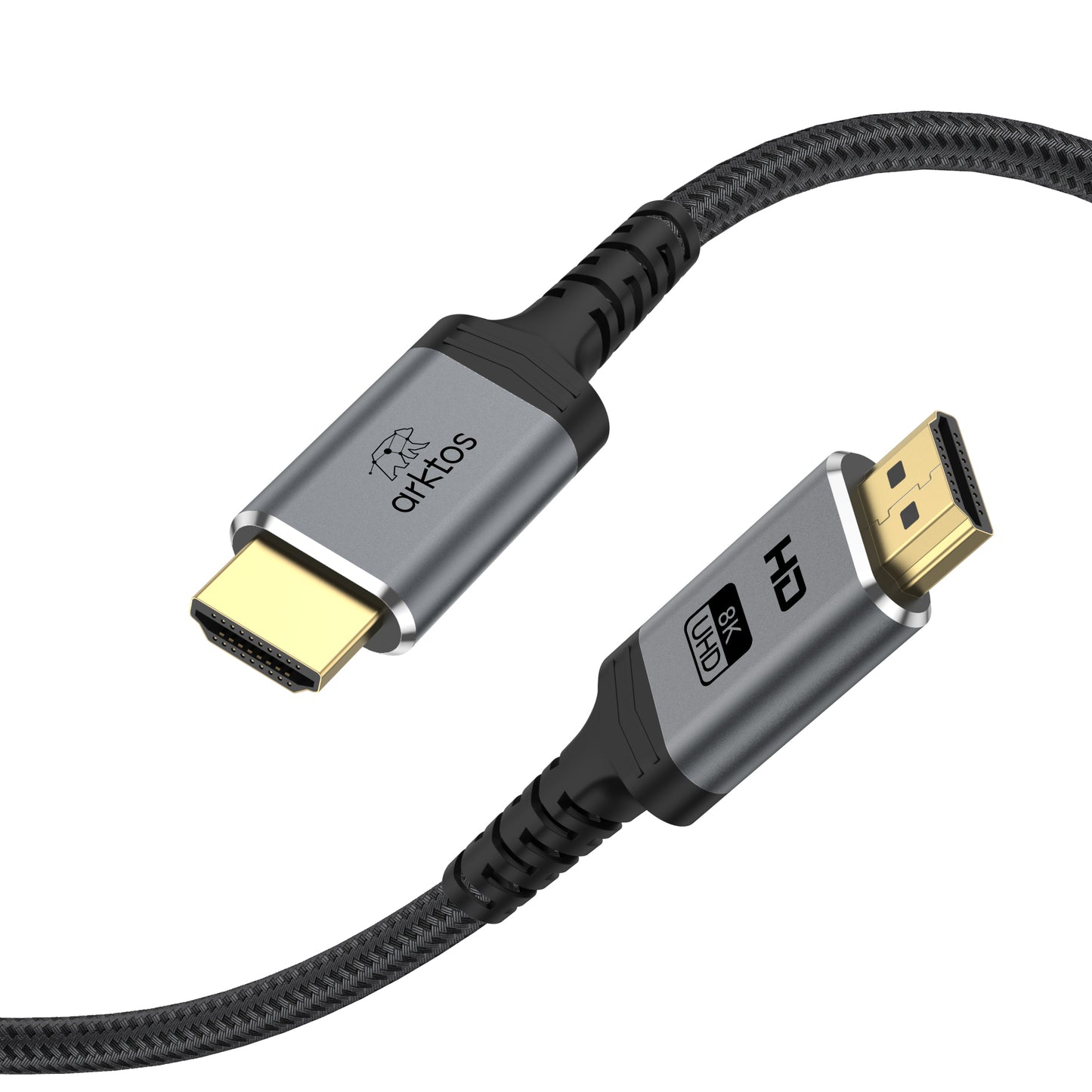 Arktos HyperConnect HDMI v2.1 8K@60Hz / 4K@120Hz, eARC, 48Gbps, HDR, 3m. Cable with Nylon Braid & Golden Connectors, Black