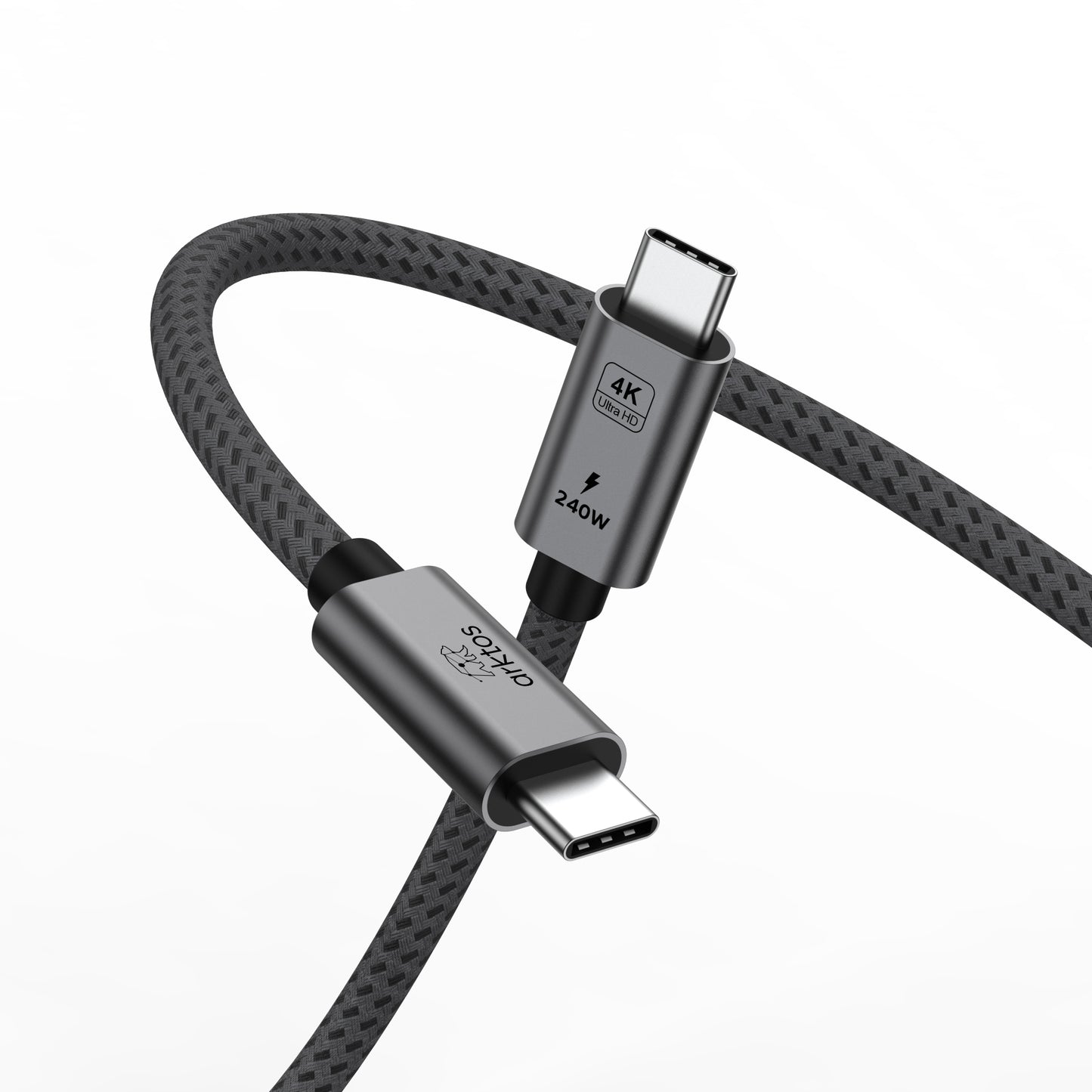 Arktos Hyperconnect 7m. USB-C to USB-C 3.2 Gen2 Cable, 20Gbps, Nylon Braided, Silver