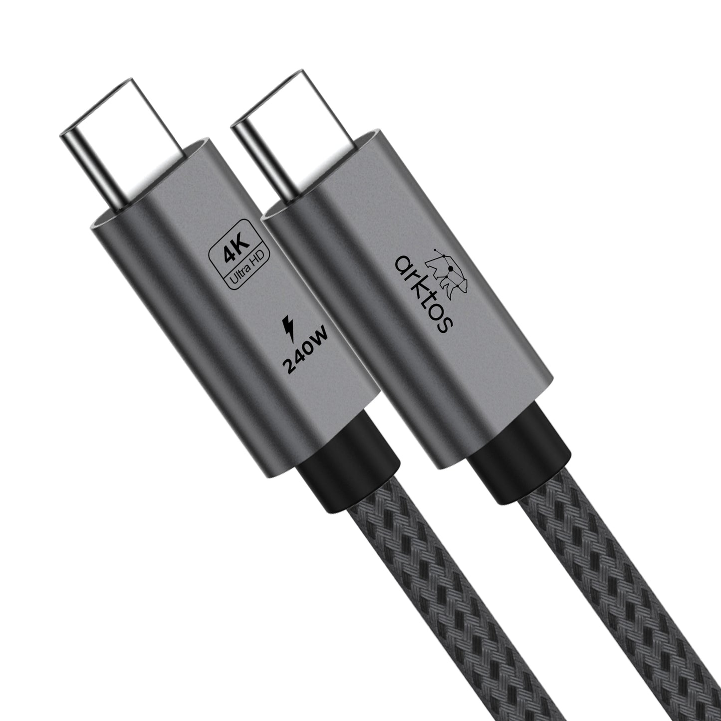 Arktos Hyperconnect 3m. USB-C to USB-C 3.2 Gen2 Cable, 20Gbps / 240W, with Nylon Weave, Silver