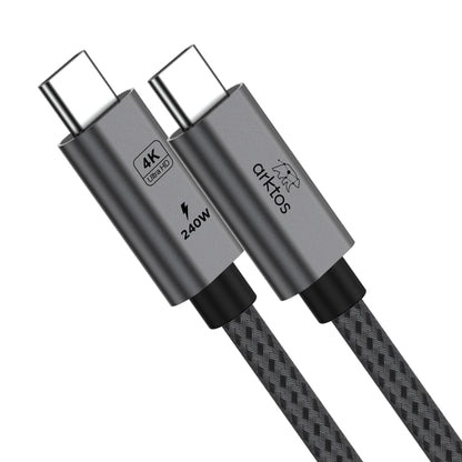 Arktos Hyperconnect 3m. USB-C to USB-C 3.2 Gen2 Cable, 20Gbps / 240W, with Nylon Weave, Silver