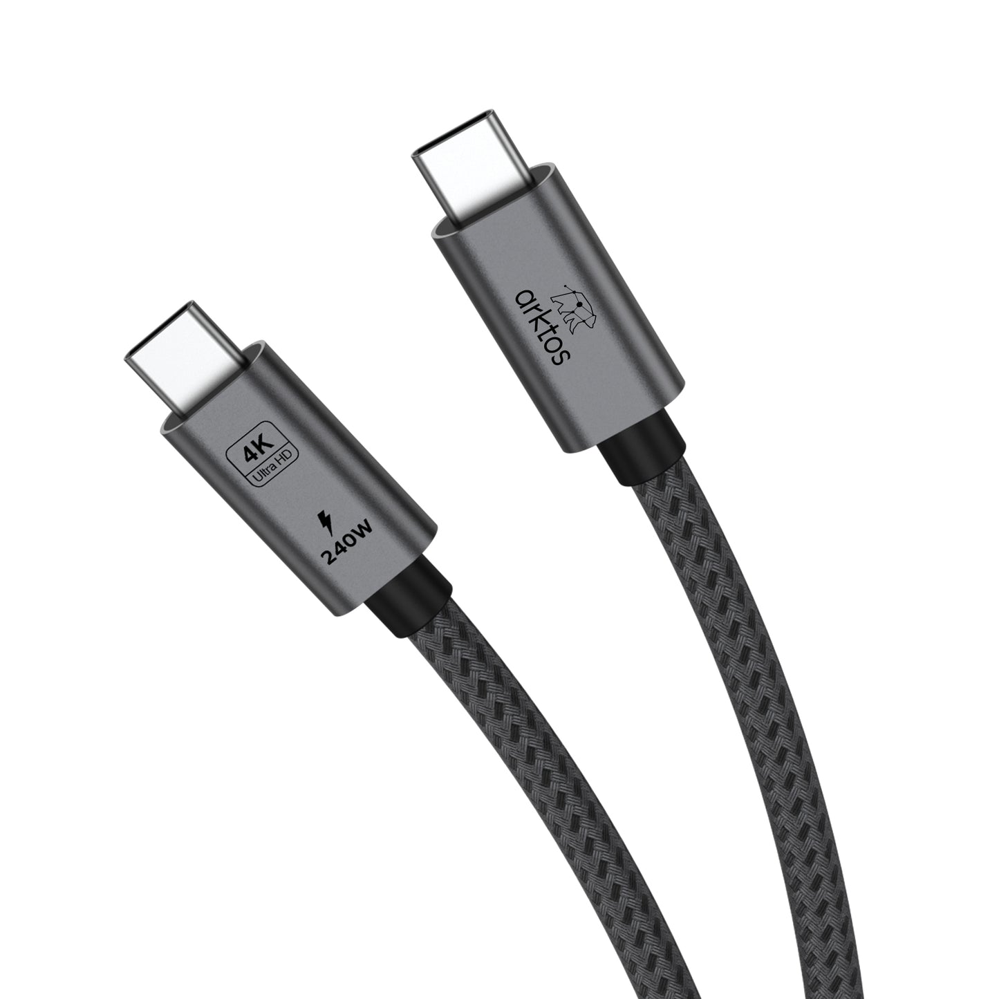 Arktos Hyperconnect 3m. USB-C to USB-C 3.2 Gen2 Cable, 20Gbps / 240W, with Nylon Weave, Silver