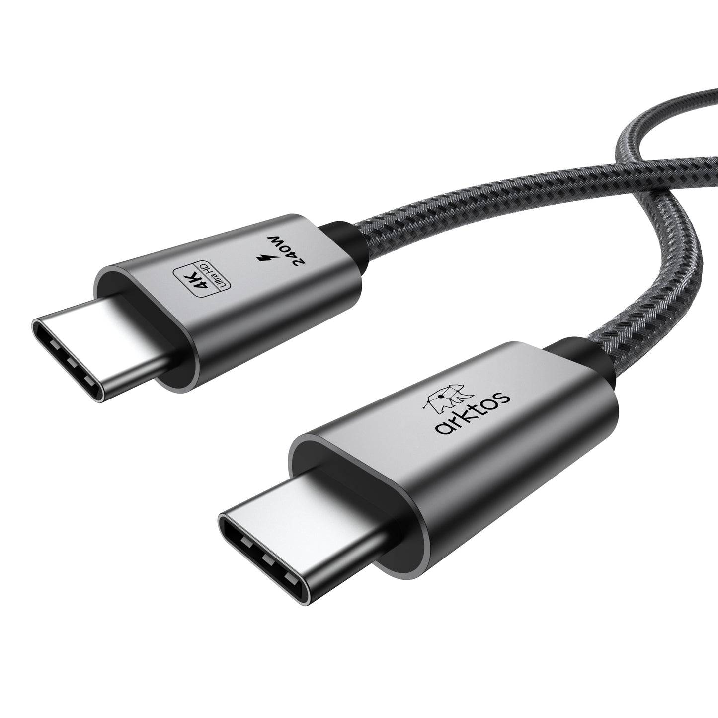 Arktos Hyperconnect 3m. USB-C to USB-C 3.2 Gen2 Cable, 20Gbps / 240W, with Nylon Weave, Silver