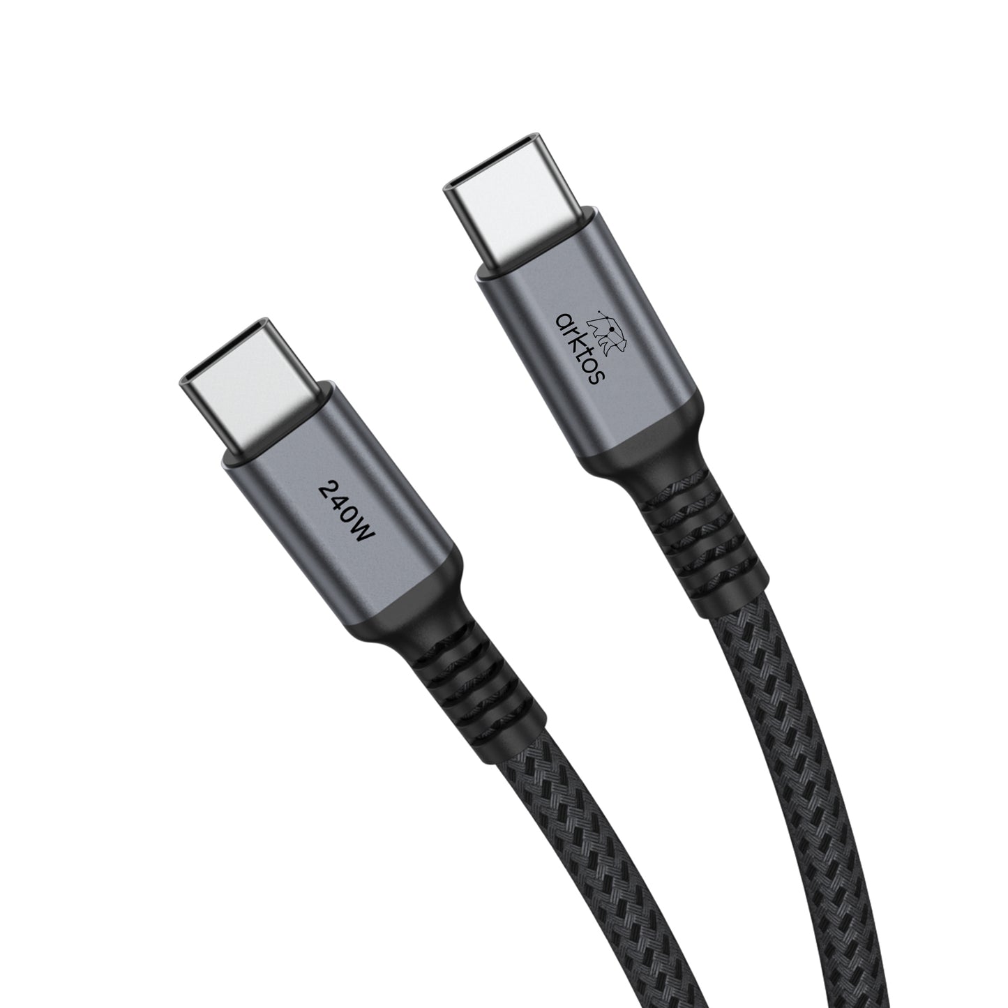 Arktos Hyperconnect 4.5m. Cable USB-C to USB-C 240W, Nylon Braided, Silver