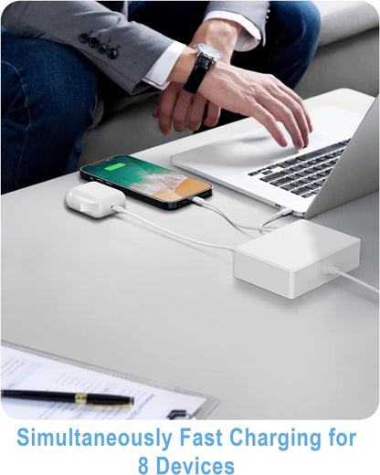 AJ Sparkit 8, 50W 8-Port Charging Hub with 8 USB-A Ports, with Intelligent Triage & Temperature Control, White