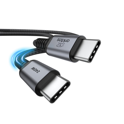 Arktos Hyperconnect 4.5m. Cable USB-C to USB-C 240W, Nylon Braided, Silver