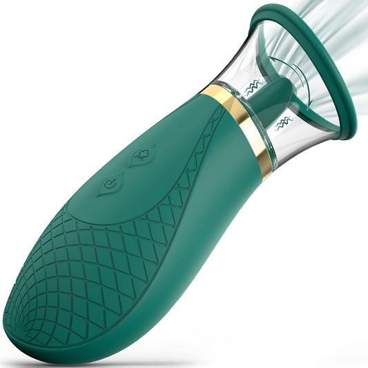 SMD Clitoral Sucking and Licking Vibrator, Αναρροφητής Κλειτορίδας με Γλώσσα, Green