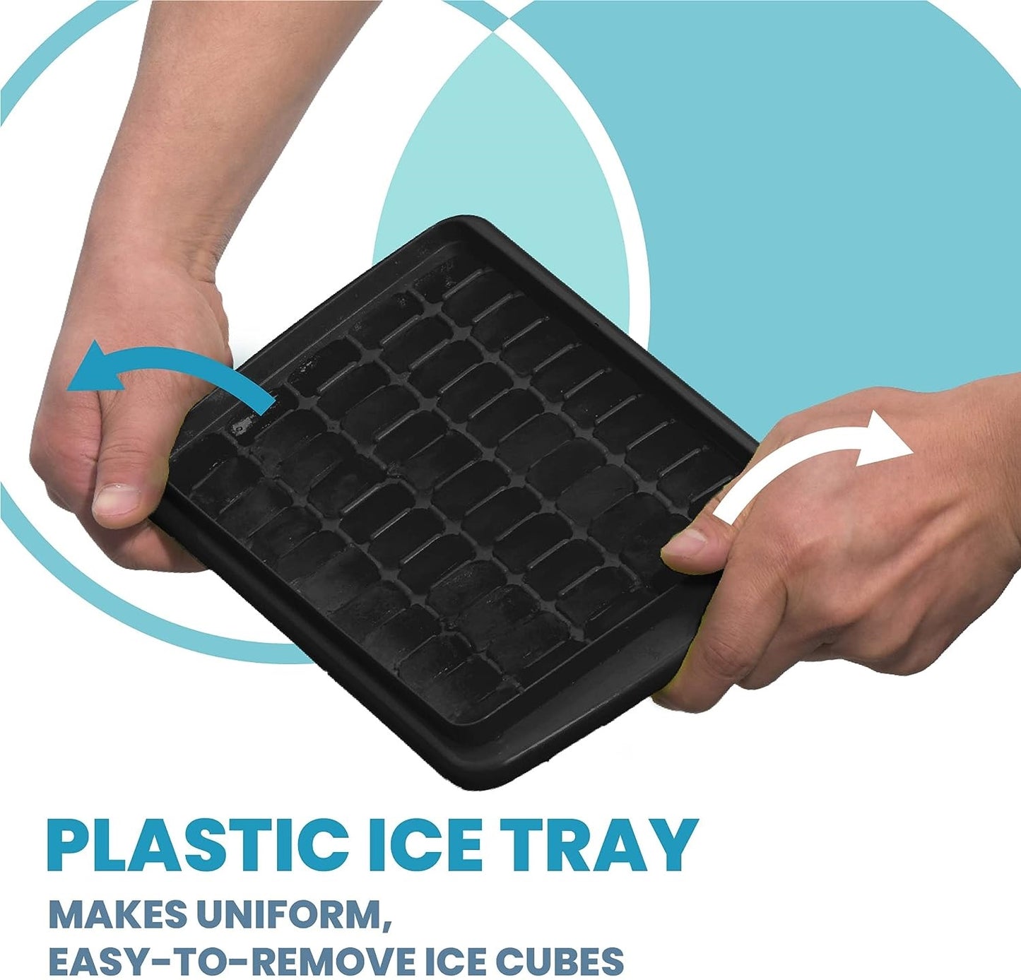 AJ Ice Cube Tray With Lid & Bin, 55 Ice Cube Trays, with Lid and Tong, Black