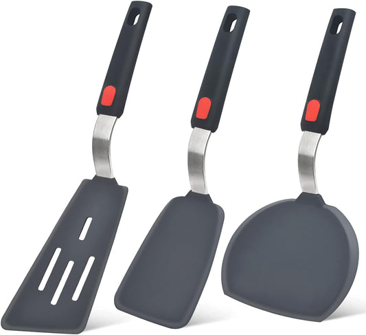 AJ Silicone Spatula Turner, Non-stick Cooking Spatulas with Resistance to up to 315 °C, Set of 3