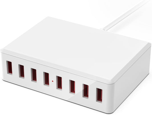 AJ Sparkit 8, 50W 8-Port Charging Hub with 8 USB-A Ports, with Intelligent Triage & Temperature Control, White