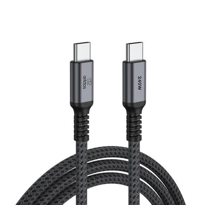 Arktos Hyperconnect 3m. Cable USB-C to USB-C 240W, with Nylon Weave, Silver