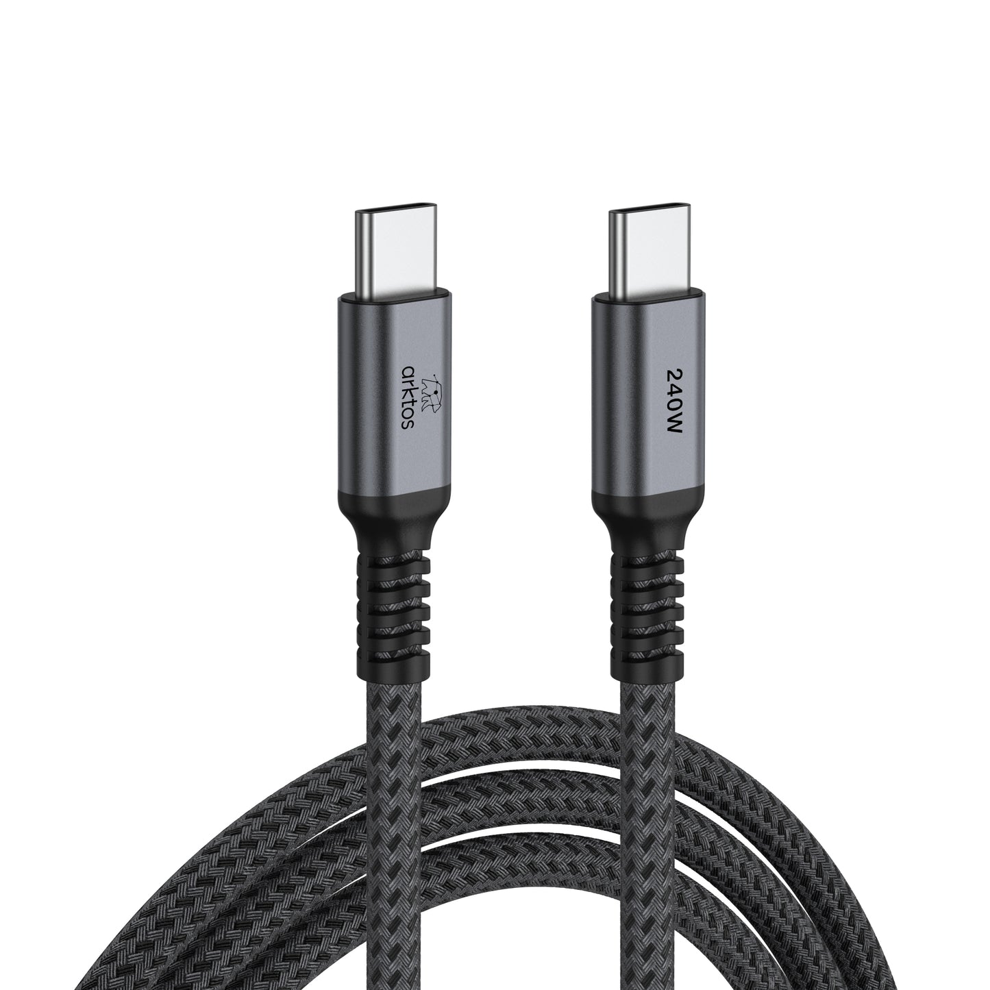 Arktos Hyperconnect 4.5m. Cable USB-C to USB-C 240W, Nylon Braided, Silver