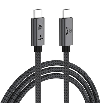 Arktos Hyperconnect 7m. USB-C to USB-C 3.2 Gen2 Cable, 20Gbps, Nylon Braided, Silver