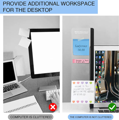 AJ Monitor Memo Board, Multifunction Computer Monitor Memo Board, Set of 2pcs, Clear