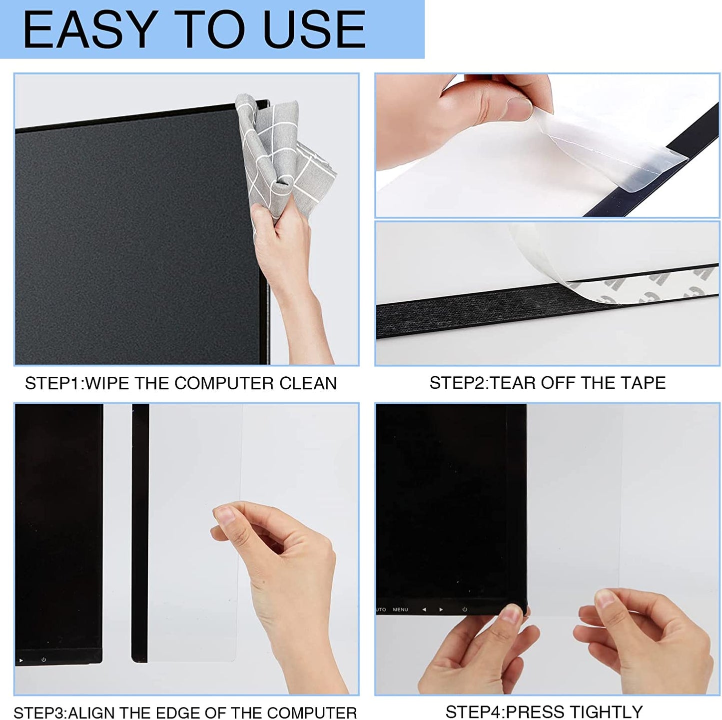 AJ Monitor Memo Board, Multifunction Computer Monitor Memo Board, Set of 2pcs, Clear