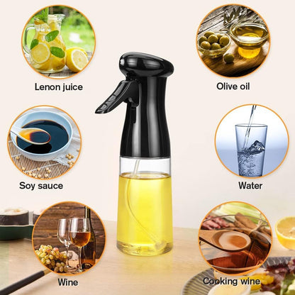 AJ Oil Sprayer for Cooking 200ml, Oil Spray Container, Set with Cleaning Brush, Black