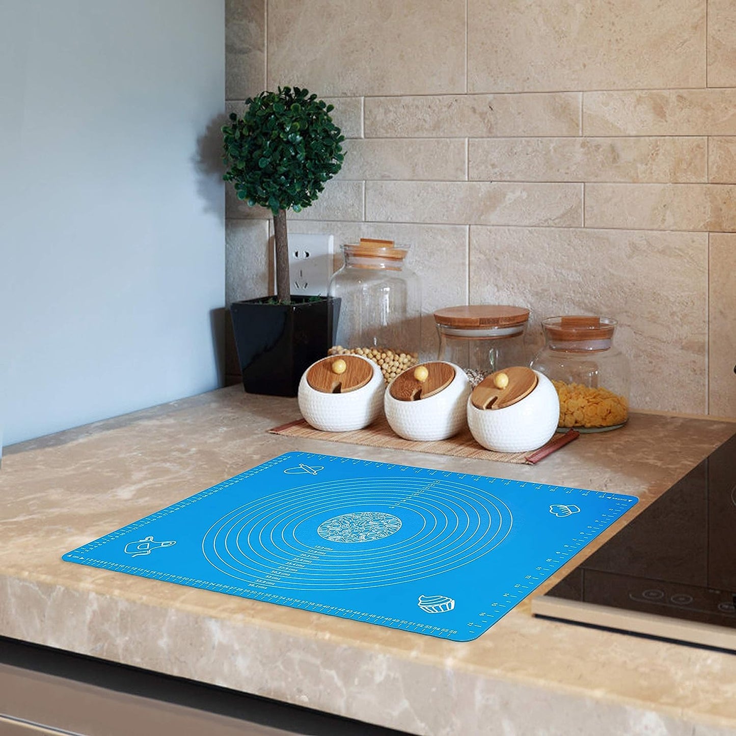 AJ Silicone Baking Mat, BPA Free Non stick and Non Slip Table Sheet 65 x 45cm, Blue