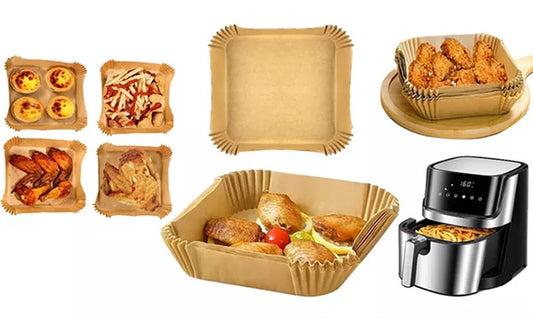 AJ Air Fryer Disposable Paper Liner Square, Non-stick Baking Papers for Air Fryer 20cm Squares, Set of 50pcs