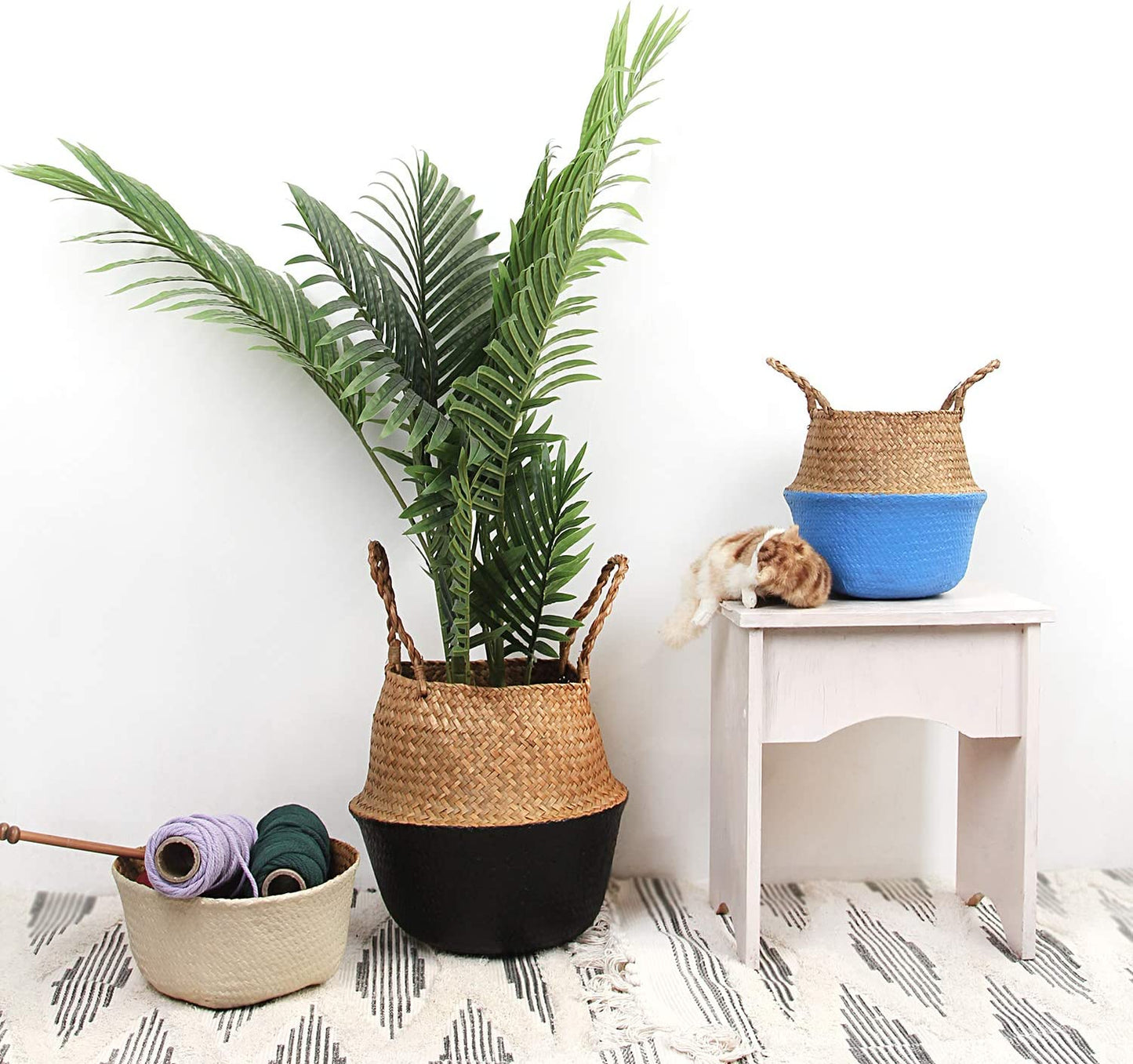 AJ Woven Seagrass Basket, Small 20 x 22cm, Natural Brown
